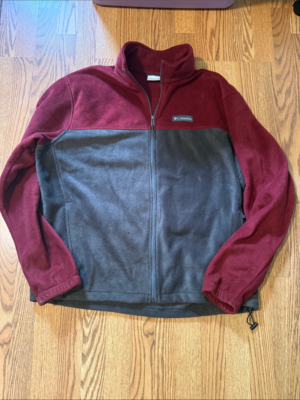 Columbia Men's Burgundy and Gray Full-Zip Fleece Jacket